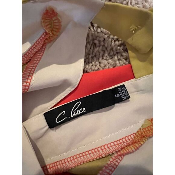 C. Luce top women’s size Small orange white yellow color block cut out cute tank - Picture 5 of 6